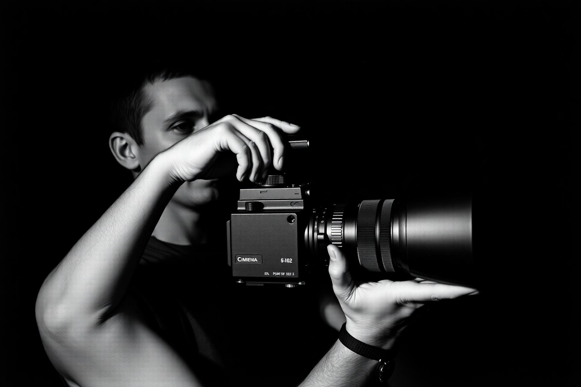 Cinematographer with a professional cinema camera